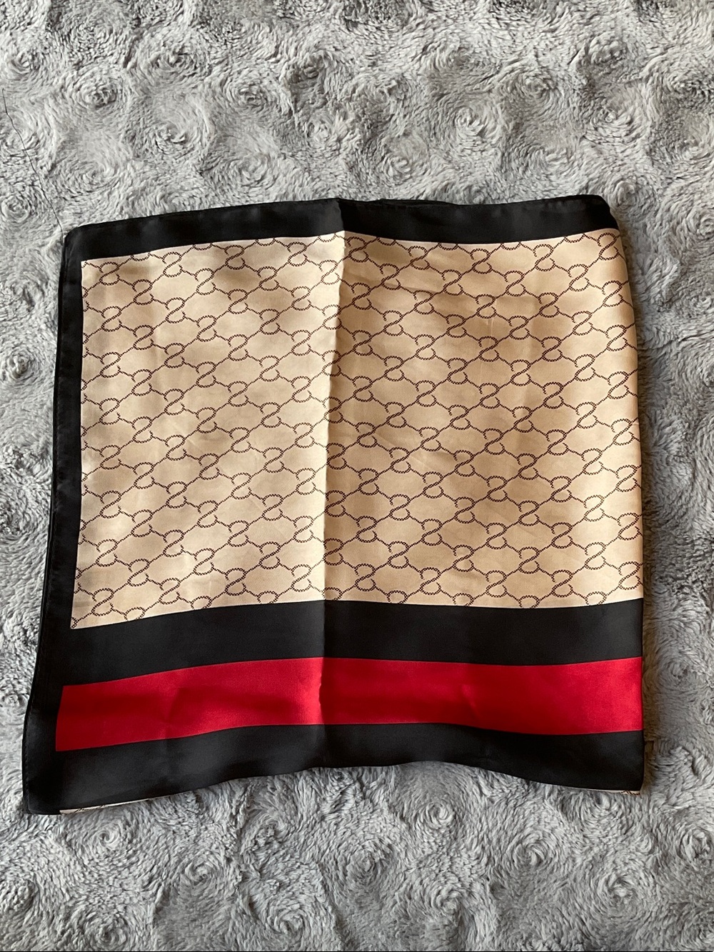 Women's Beige and Red Patterned scarf / handkerchief